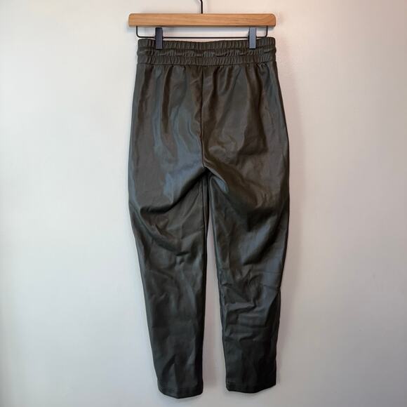 Loft Faux Vegan Leather Straight Leg Pull On Drawstring Pants Green Size X-Small - Picture 6 of 7